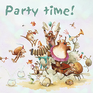 Wenskaart blic Marius van Dokkum - party time - 12 x 12