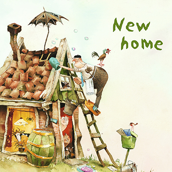 Wenskaart blic Marius van Dokkum – verhuisd, new home - 12 x 12