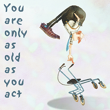 Wenskaart blic Marius van Dokkum - You are only as old as you act 12 x 12