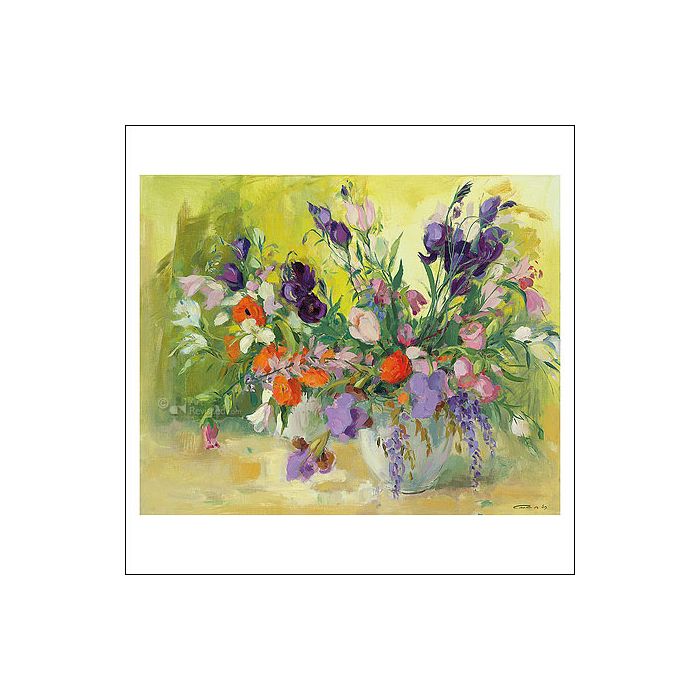 Wenskaart Carla Rodenberg - Paars bloemstilleven - 15 x 15