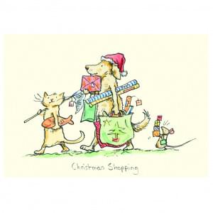 Wenskaart - christmas shopping, Anita Jeram