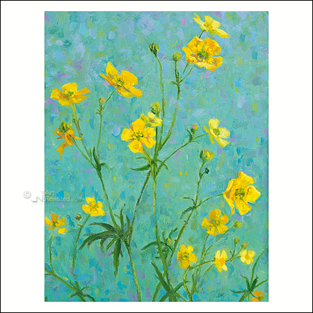 Wenskaart Claartje van der Linden – Boterbloemen - 15 x 15