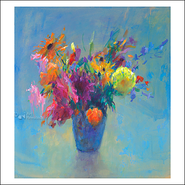 Wenskaart Dinie Boogaart - groot boeket - 15 x 15