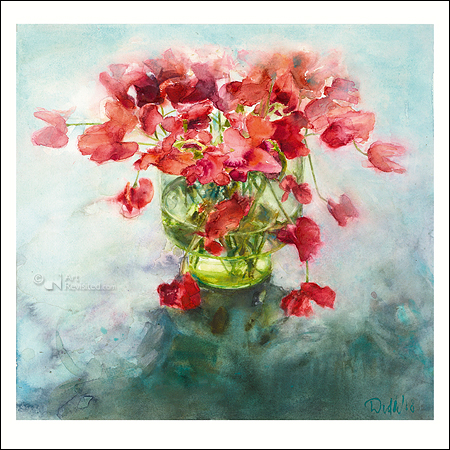 Wenskaart Dorry van de Winkel - Rode lathyrus - 15 x 15