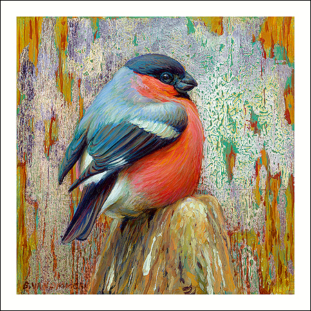 Wenskaart Erik van Ommen - Goudvink - 10x10