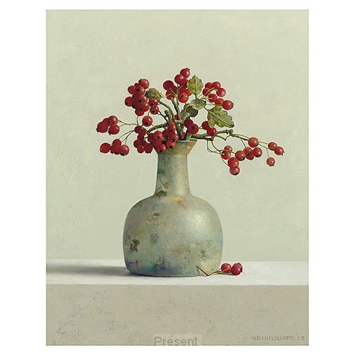 Wenskaart Henk Helmantel - Meidoornbessen in romeins glas - 10 x 10