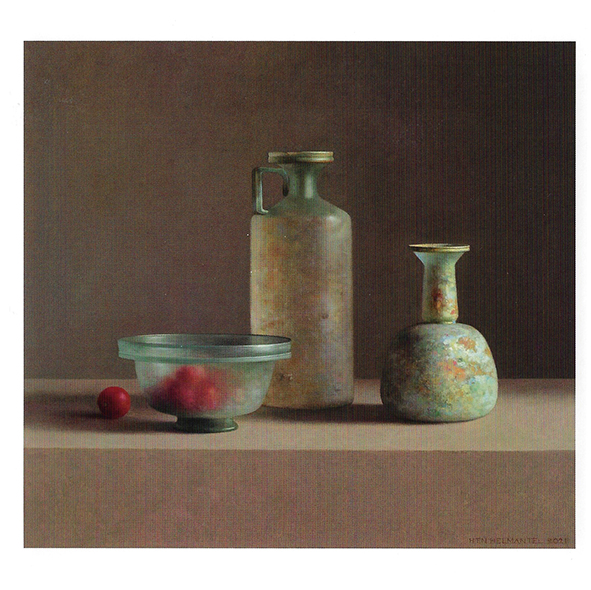 Wenskaart Henk Helmantel - Romeins glas met tomaatjes - 15 x 15