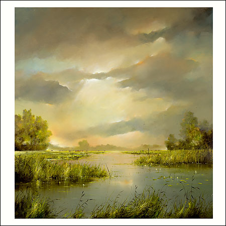 Wenskaart Jan Kooistra - Koeien in de verte - 15 x 15