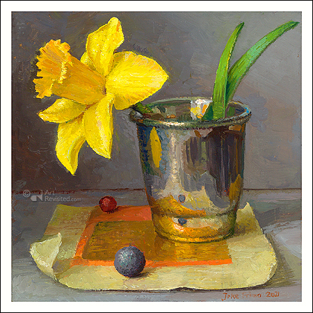 Wenskaart Joke Frima - Narcis stilleven - 15 x 15