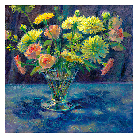 Wenskaart Keimpe van der Kooi - Dahlia's & Rozen - 15 x 15