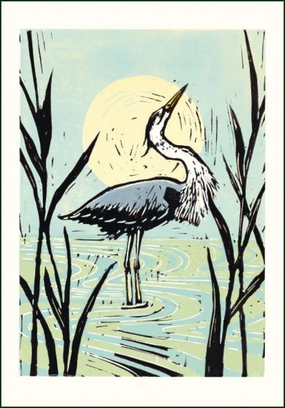 Wenskaart - Marieke ten Berge - Blauwe reiger