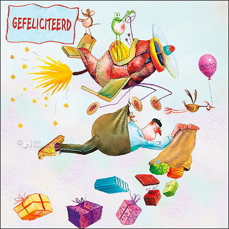 Wenskaart Marius van Dokkum – Gefeliciteerd – 12 x 12
