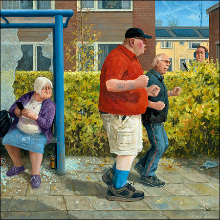 Wenskaart Marius van Dokkum - Het straatje - 15 x 15