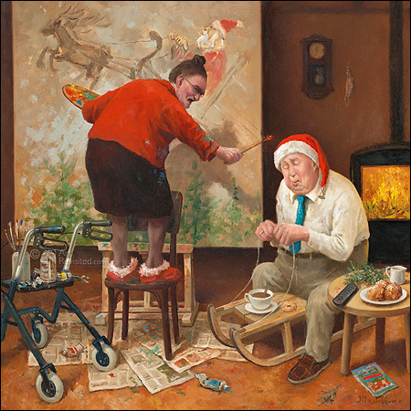 Wenskaart Marius van Dokkum - Ho, ho, ho... Wakker blijven! - 15 x 15