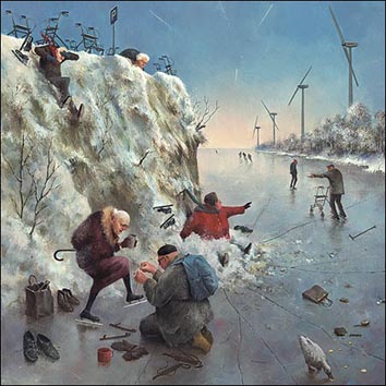 Wenskaart Marius van Dokkum - ijspret - 15 x 15