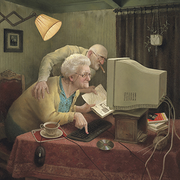 Wenskaart Marius van Dokkum - Meegaan met je tijd - 10 x 10