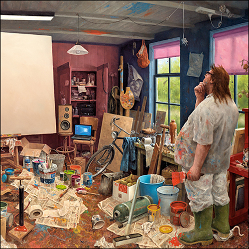 Wenskaart Marius van Dokkum - Wachten op inspiratie - 15 x 15