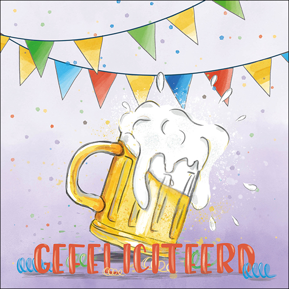 Wenskaart Petit Paris Illustraties - Gefeliciteerd bier