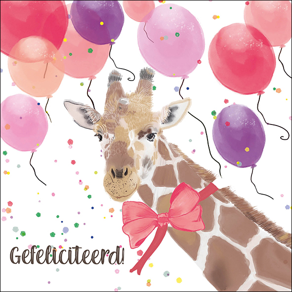 Wenskaart Petit Paris Illustraties - Gefeliciteerd giraffe