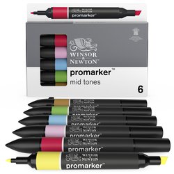 Winsor & Newton promarker - set 6 midtones