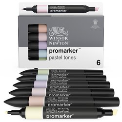 Winsor & Newton promarker - set 6 pastel tones