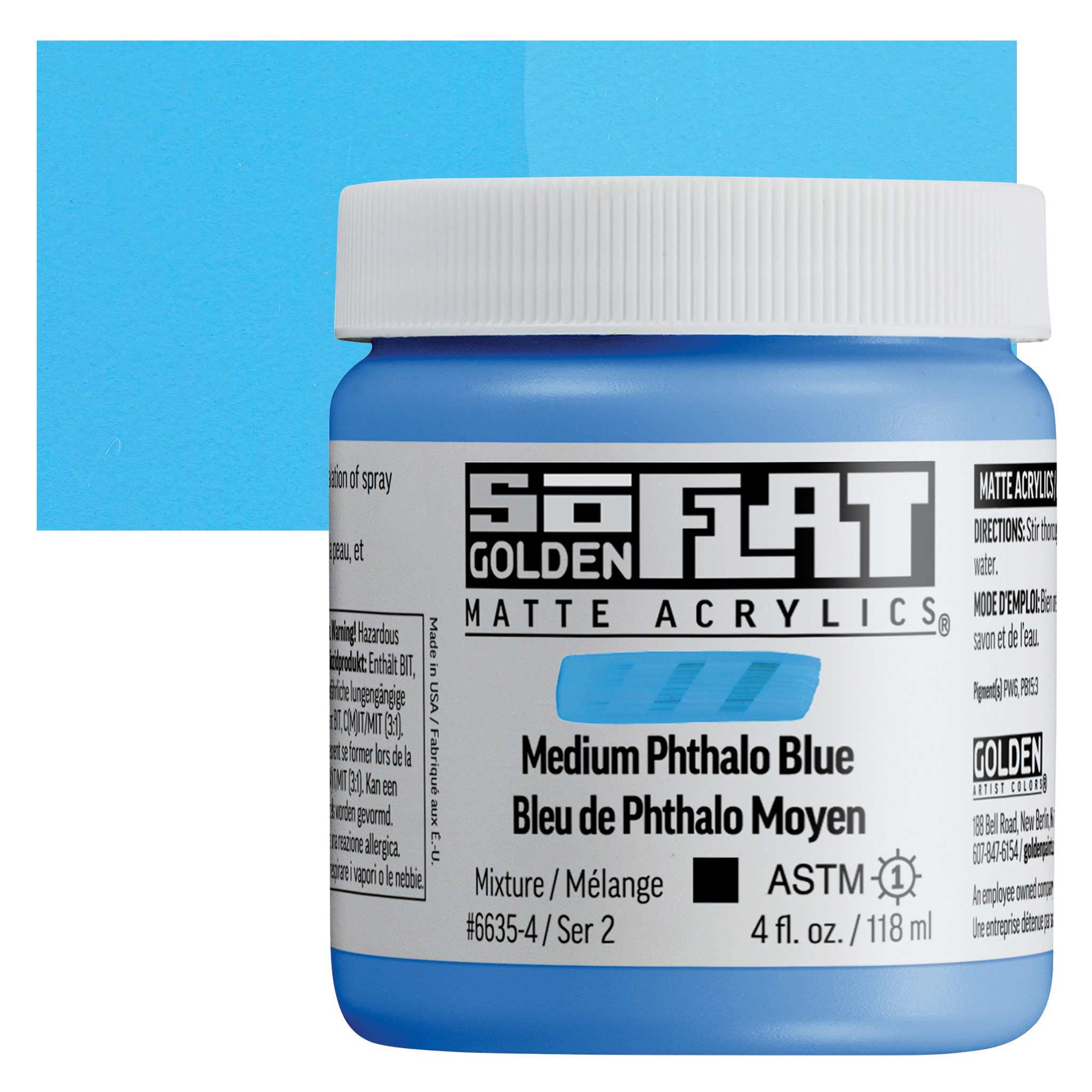 Golden so flat matte acrylics 118ml - S2 - 6635 Medium Phtalo Blue