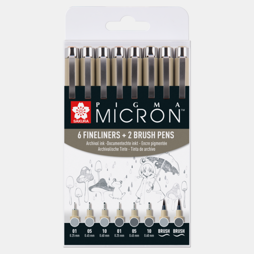 Sakura pigma micron - set 8 grijzen