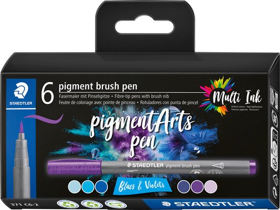 Staedtler pigment brushpen - set 6 blues & violets