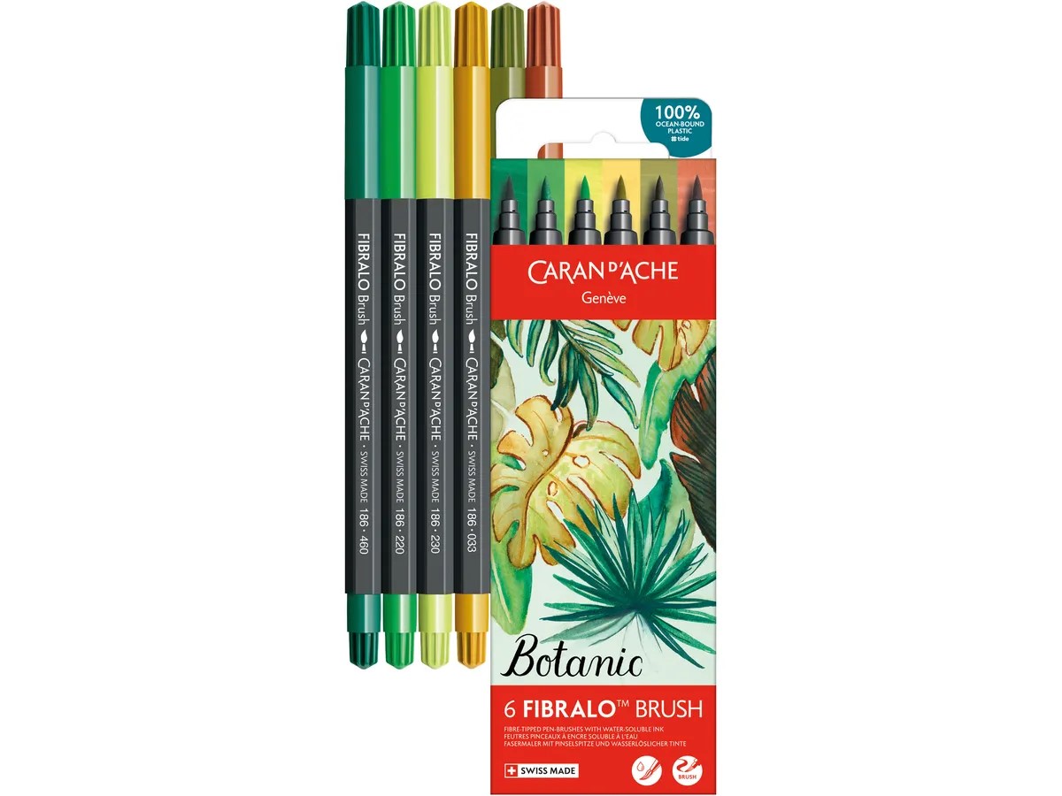 Caran d'ache Fibralo brush - set 6 botanic