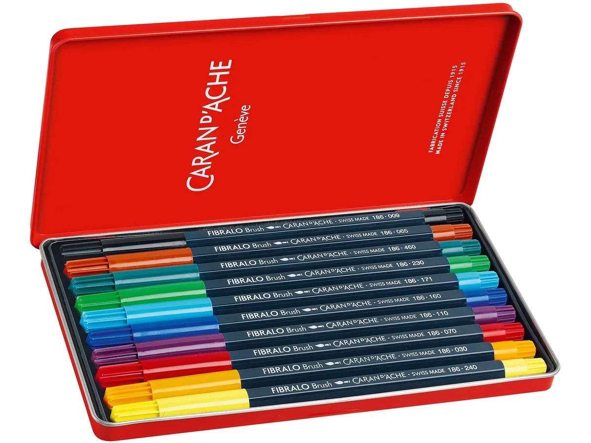 Caran d'Ache Fibralo Brush viltstift met 10 kleuren