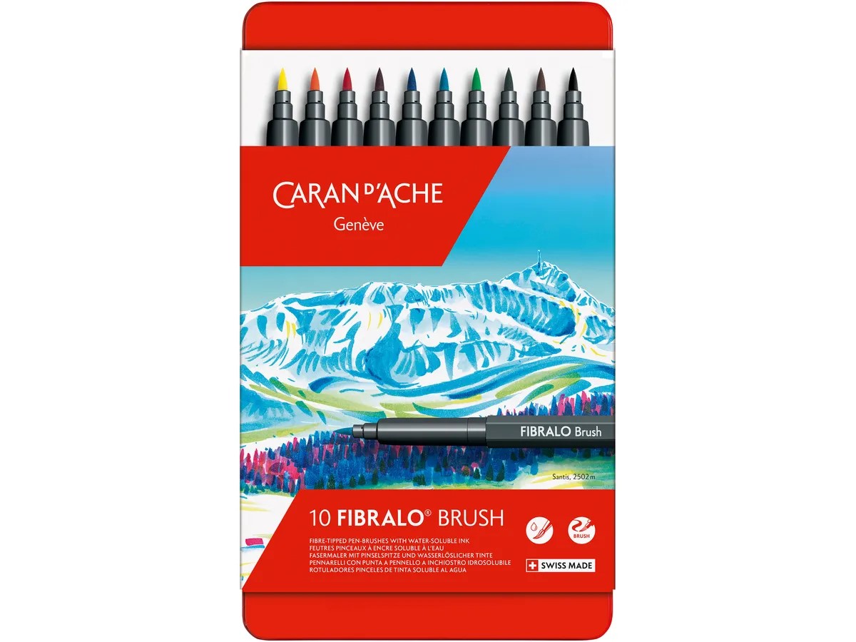 Caran d'Ache Fibralo Brush viltstift met 10 kleuren