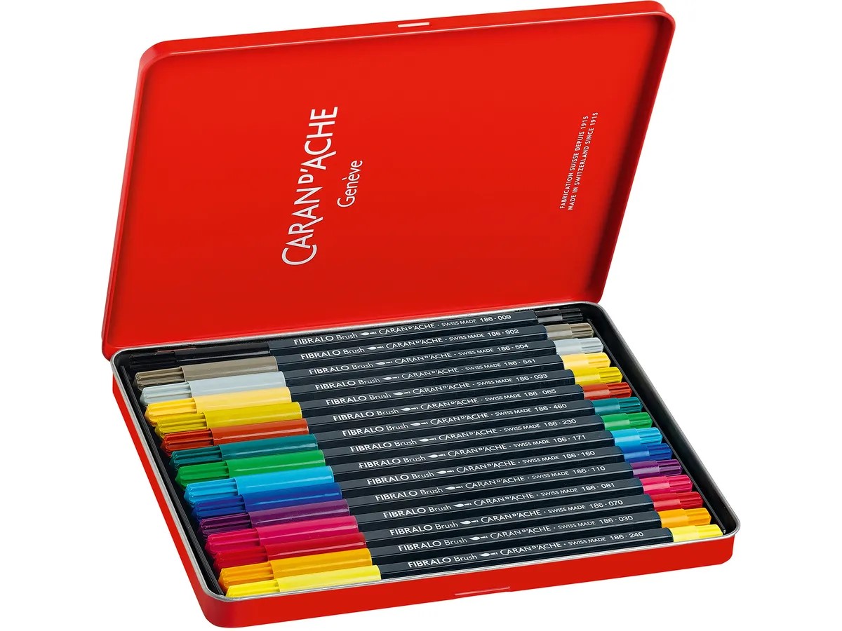Caran d'Ache Fibralo Brush viltstift met 15 kleuren