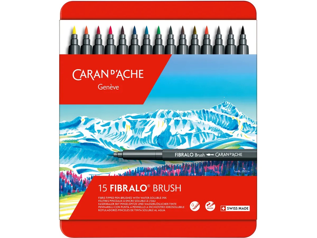 Caran d'Ache Fibralo Brush viltstift met 15 kleuren