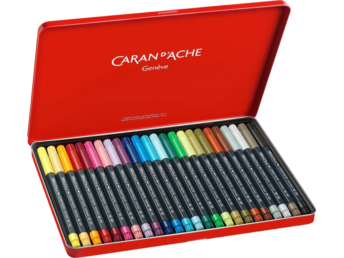 Caran d'Ache Fibralo Brush viltstift met 24 kleuren