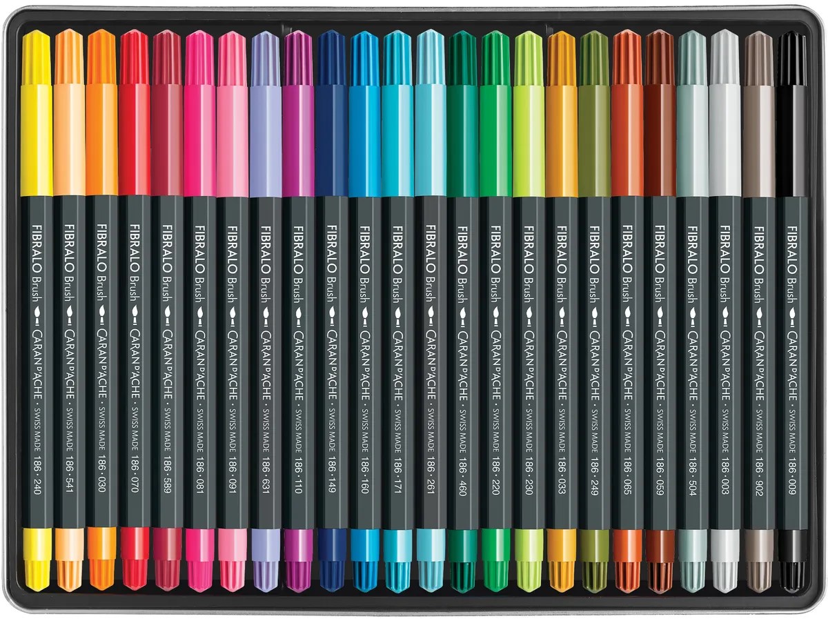 Caran d'Ache Fibralo Brush viltstift met 24 kleuren