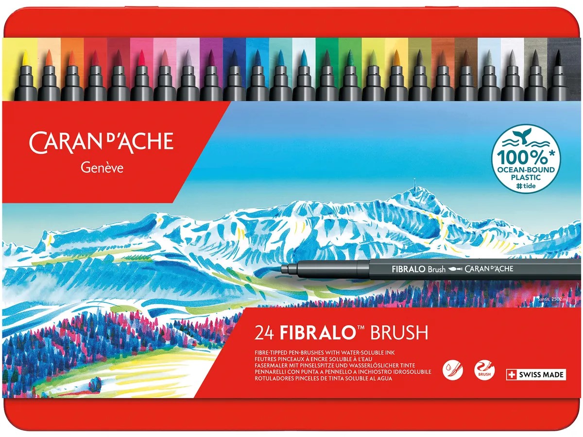 Caran d'Ache Fibralo Brush viltstift met 24 kleuren