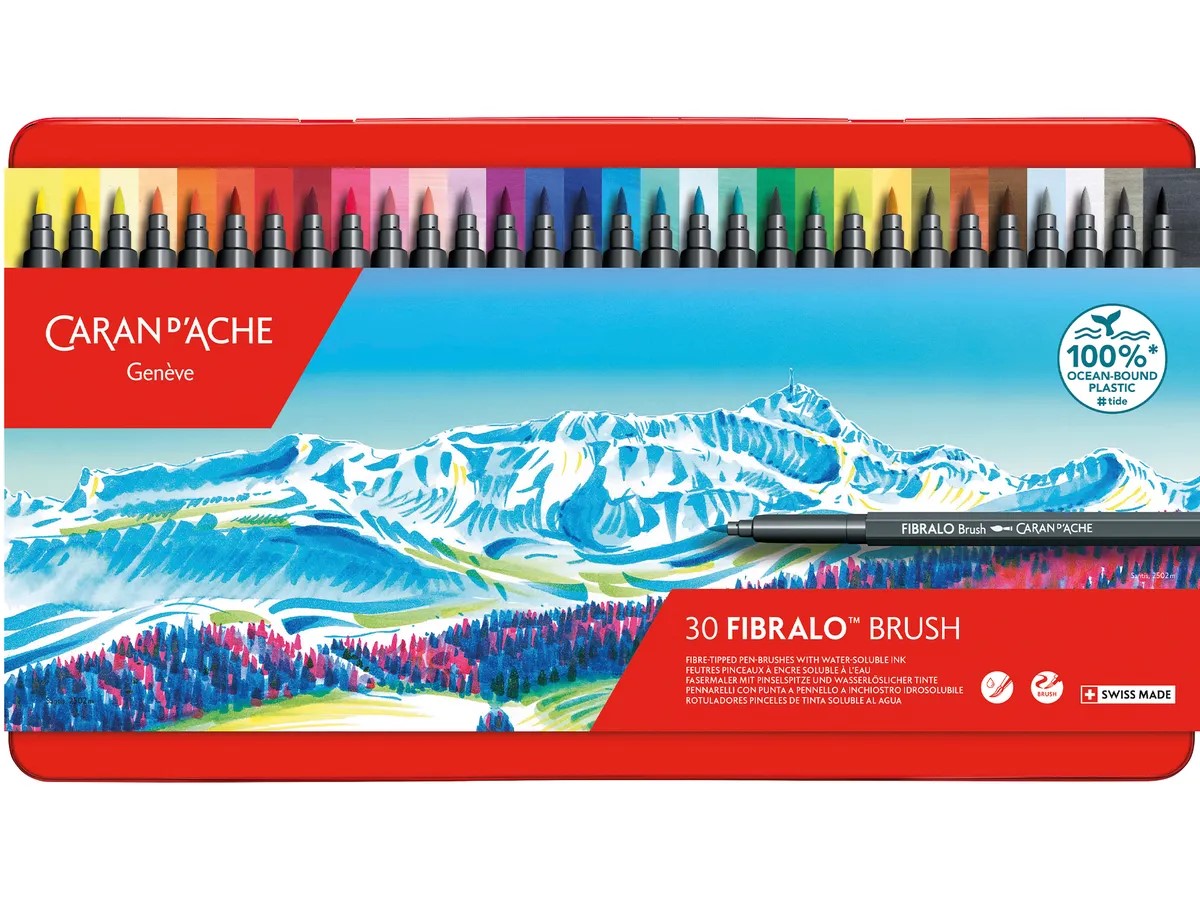 Caran d'Ache Fibralo Brush viltstift met 30 kleuren