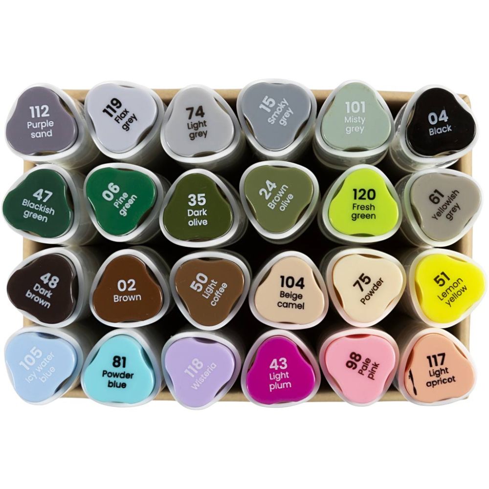 CCHobby alcoholmarker - set 24 pastel kleuren