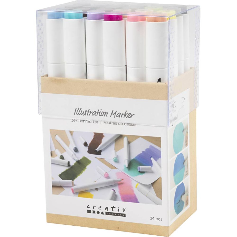 CCHobby alcoholmarker - set 24 pastel kleuren