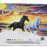 Enjoy art schilder op nummer - paarden bij zonsondergang