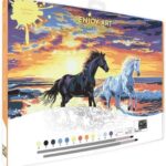 Enjoy art schilder op nummer - paarden bij zonsondergang