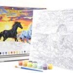 Enjoy art schilder op nummer - paarden bij zonsondergang