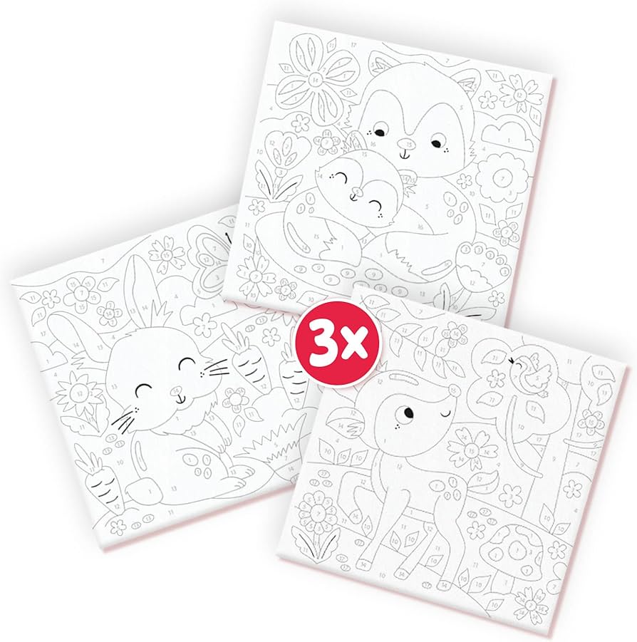 SES schilderen op nummer canvas - 3x bosdieren