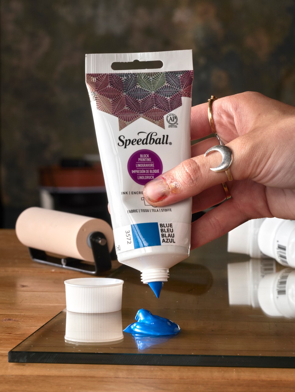 Speedball textiel block printing ink 75ml - 3570 black