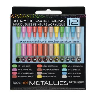 Tooli-art acrylstiften - set 12 metallic