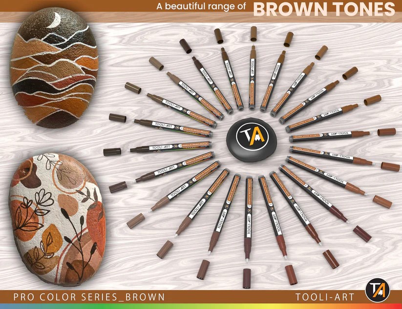 Tooli-art acrylstiften - set 22 bruin