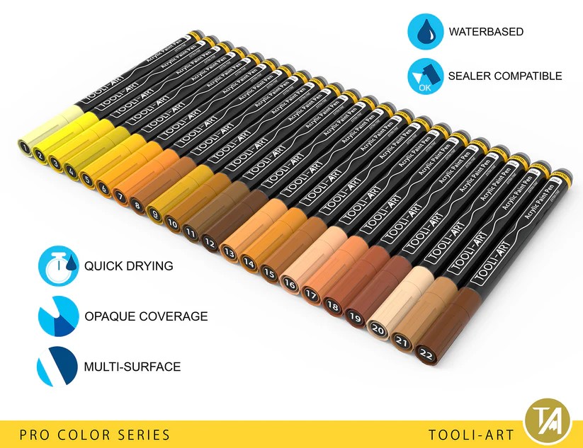 Tooli-art acrylstiften - set 22 geel