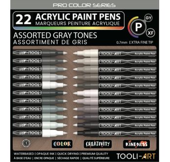 Tooli-art acrylstiften - set 22 grijs