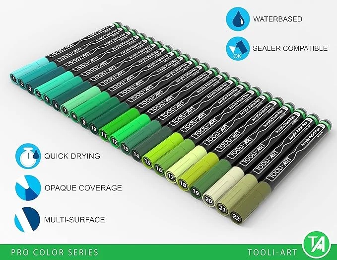 Tooli-art acrylstiften - set 22 groen