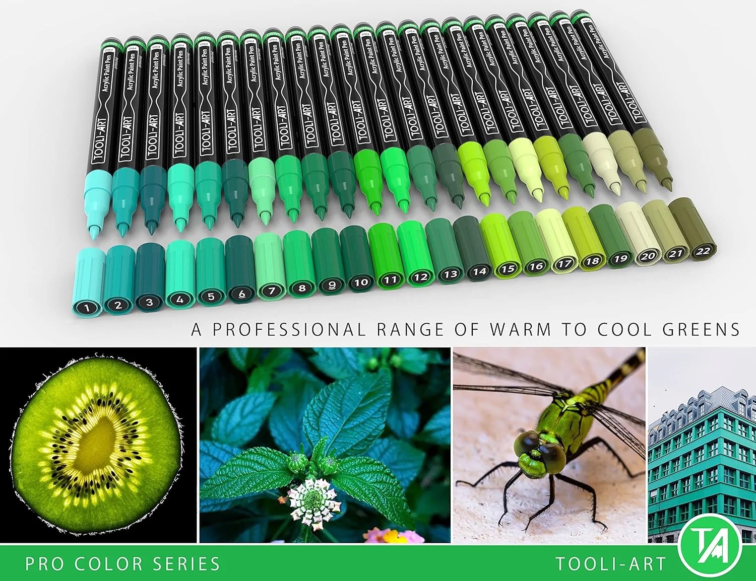 Tooli-art acrylstiften - set 22 groen
